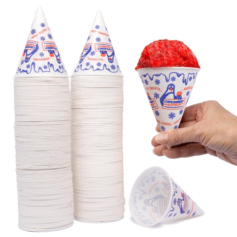 200 Snow Cone Cups 6 Oz and 200 Spoon Straws