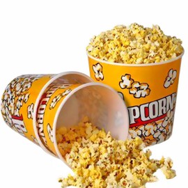 Novelty Place Retro Style Plastic Popcorn Containers for Movie Night - 7.1" Tall x 7.1" Top Diameter(6 Pack)