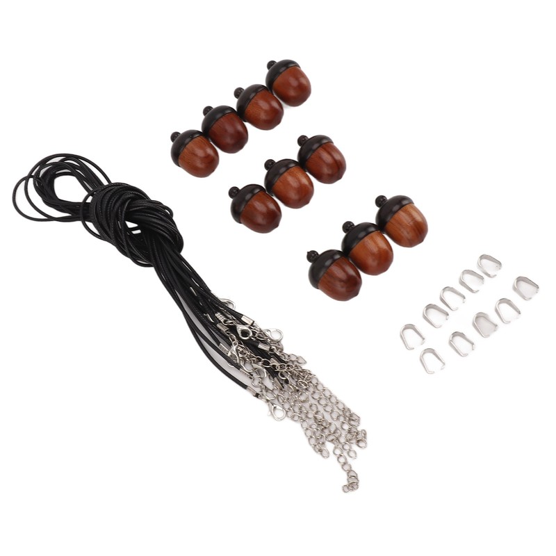 10PCS Wooden Nut Acorn Pendant Necklace Acorn Box Clasp Nylon