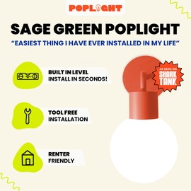 Poplight Wireless Wall Sconce (Shark Tank) Rechargeable & Dimmable LED Light w/App Control & Damage-Free Install, Moveable Modern Ambient Lighting for Elegant Home & Bedroom Decor | Vermillion Red