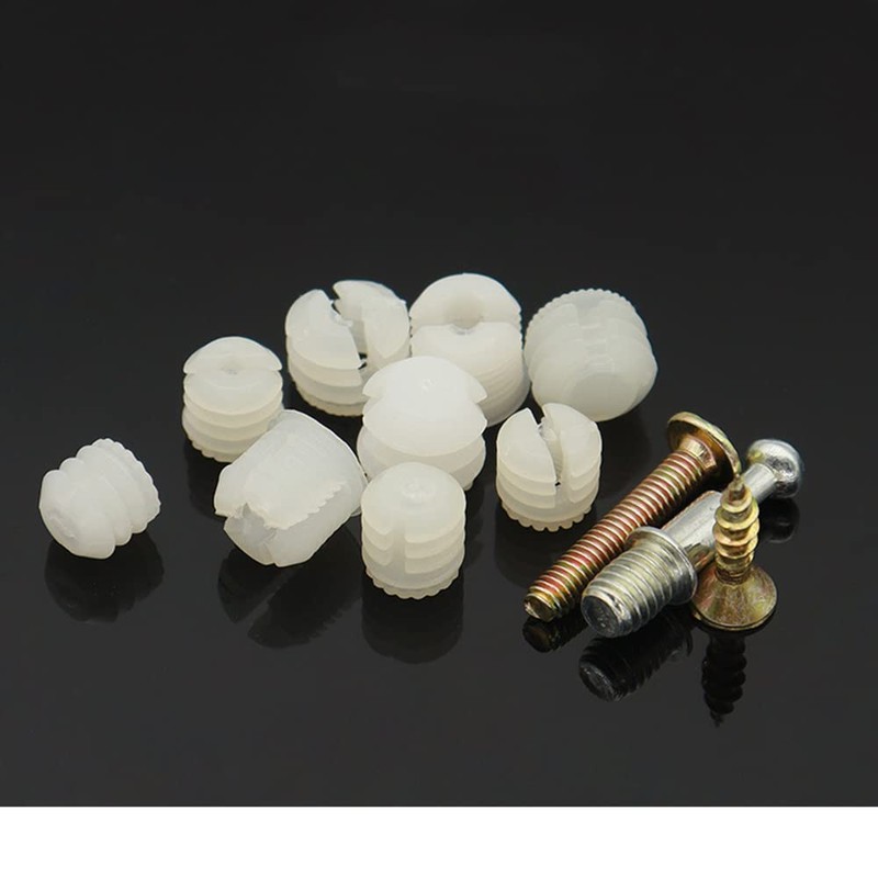 MEETOOT 100pcs Plastic Hinge Dowel Inserts Kit 4x10mm Toothed Machine