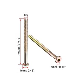 Hmevsafinect 6-Pack M6 x 90mm Hex Drive Socket Cap Furniture Bolt Scrws Barrel Nuts for Crib Cot Chairs Beds, Zinc Plated (6 Set M6 x 90mm)