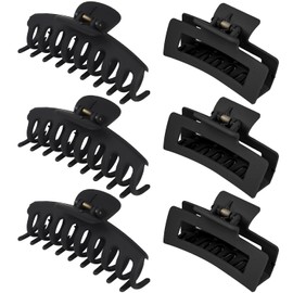 79Style 6pcs Hair Claw Clips For Women Black Claw Clip PLastic Hair Clips Banana Hair Clips 3.5 Inch Big Hair Clips For Thick Thin Long Hair Cute Hair Claws Hair Accessory For Girls (Black)