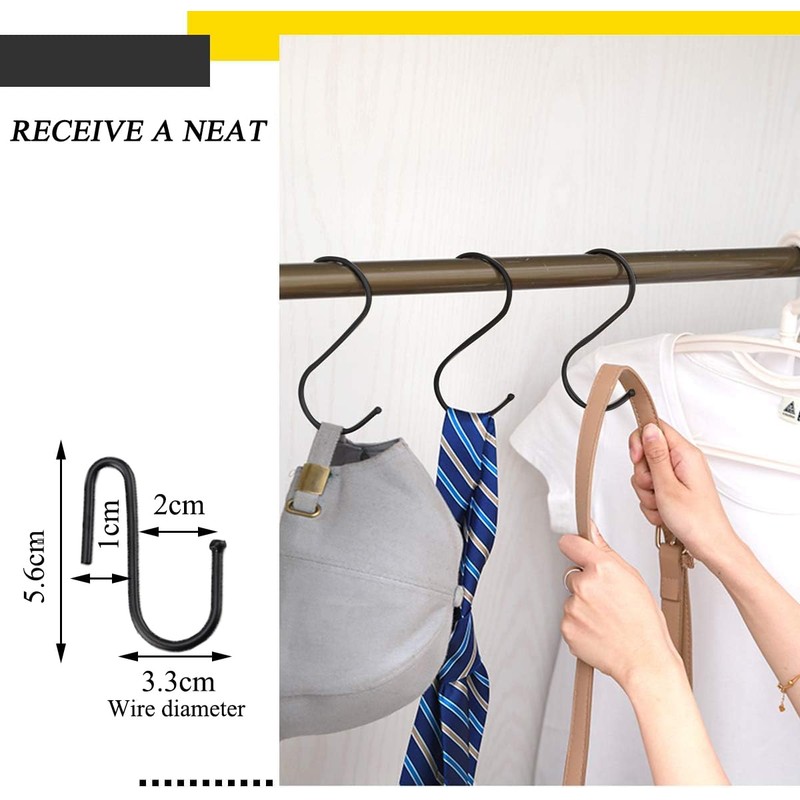 DGUSO Hooks for Hanging, Pack of 10 S Hooks, Small
