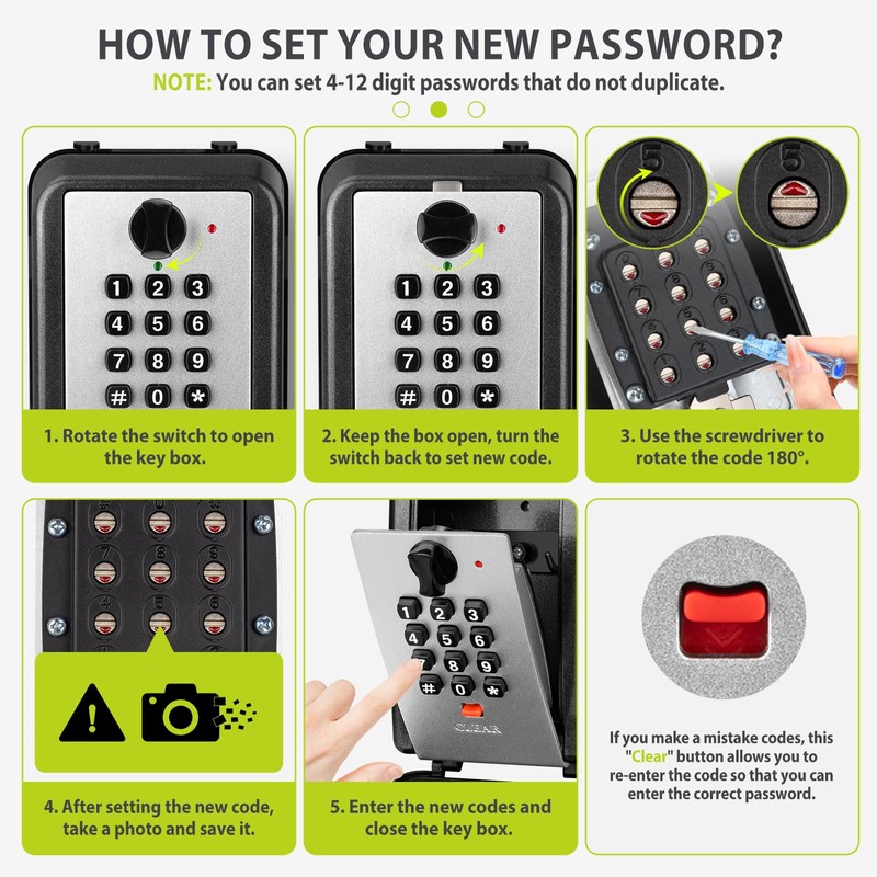 NEWIROVE Key Safe with Number Code, Large Key Safe with