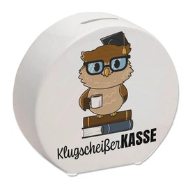Owl Money Box with Saying "Klugscheißer-Kasse Ideal for Saving for Graduation School or New TV Entertainment Guests
