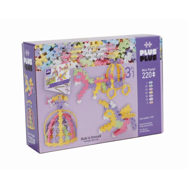 Plus-Plus Geniales Konstruktionsspielzeug, Pastel Märchenwelt, Mini Basic, 3-in-1 Bausteine-Set, 220