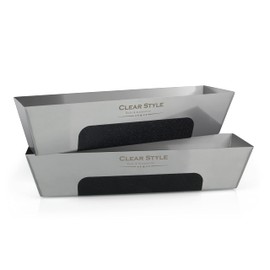 CLEAR STYLE Stainless Steel Mud Pan 14-Inch – 2 Pack | Heavy Duty Drywall Tool with Anti-Slip Grip, Easy Clean, Rust Resistant, Taping & Joint Compound Pan for Contractors and DIY