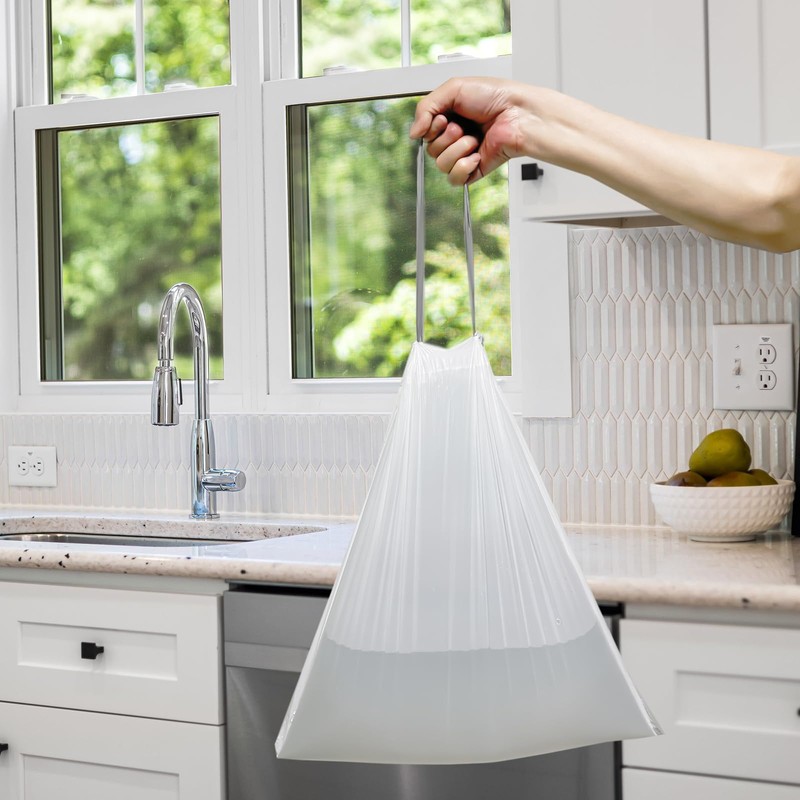 4 Gallon Trash-Bags Small-Bathroom Garbage-Bag Drawstring - Strong Kitchen White