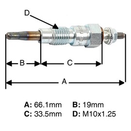 RAParts 15261-65513 Glow Plug Fits Kubota M4950 B5200 B6200 B7100 B8200 B9200