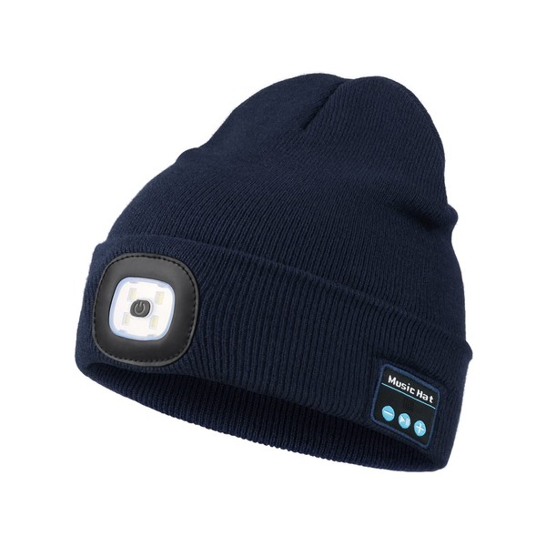 Wmcaps Bluetooth Beanie Hat with Light, USB Rechargeable LED Hat