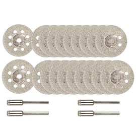 Yakamoz 20Pcs Mini Diamond Cutting Wheel Set with Mandrel, 22mm & 25mm Cutting Dia., 3mm Shank, Compatible with Dremel, Wen, Die Grinder, Power Drill