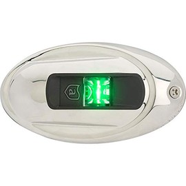 ''Attwood" Lightarmor Vertical Surface Mount Navigation Light - Oval - Starboard (Green) - Stainless Steel - 2nm