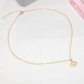 TseenYi Lotus Pendant Necklace Star Moon Pendant Adjustable Yoga Clavicle Chain Jewelry for Women and Girls (Gold)