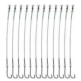 20pcs Wire Leader Hook Rigs Baitholder Fishing Hook Nylon Coated Fishing Wire Leader with Swivel (8 inch Green, 3/0-20pcs)