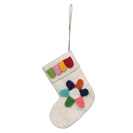 Creative Co-Op 5-1/4"H Wool Felt Stocking Applique, Multi Color Textile Ornaments, 5" L x 5" W x 1" H