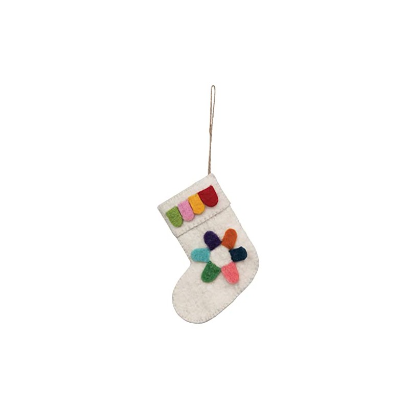 Creative Co-Op 5-1/4"H Wool Felt Stocking Applique, Multi Color Textile