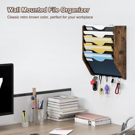 PAG-Mass Wall File Organizer With Hooks, 5 Tier Mesh Mail Organizer Wall Mounted,Hanging File Organizer,Magazine Holder for Documents,Magazine,Literature,File,Mails,Envelopes