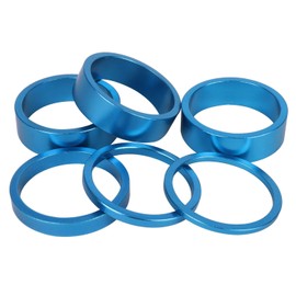 YANRUHFL Bike Headset Spacer, 6 Pack Aluminum Alloy, 1 1/8-Inch Stem, 2/3/5/10mm (Blue)