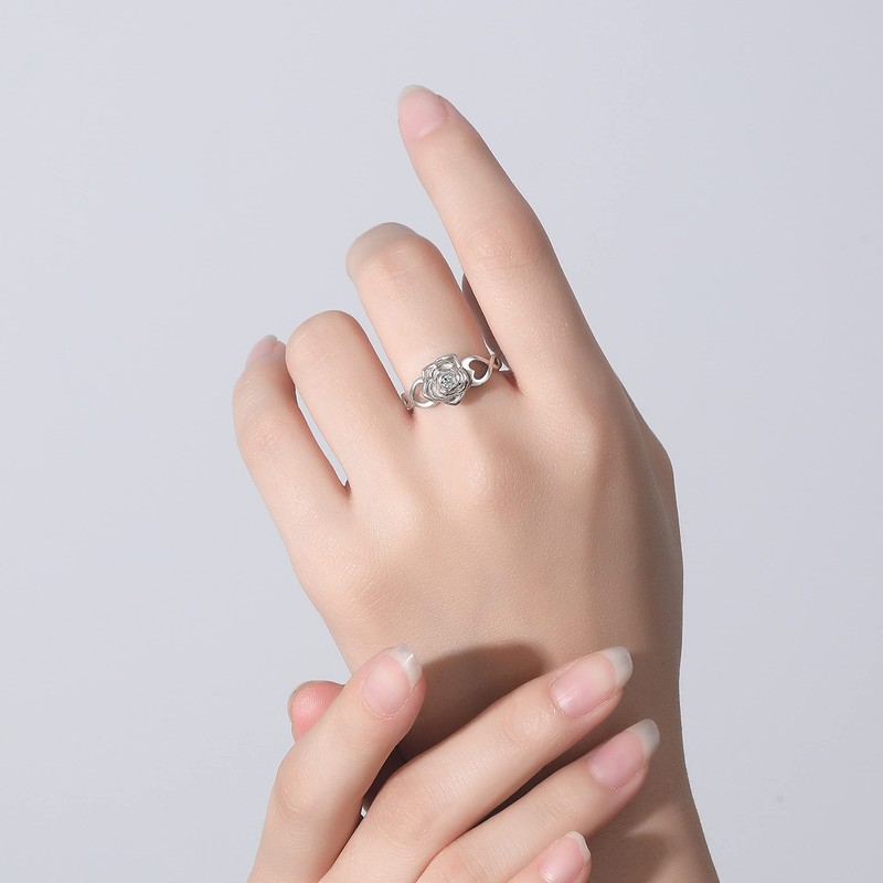 Rose Cremation Urn Ring: 925 Sterling Silver Cremation Keepsake Ring