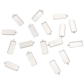 PH PandaHall 50pcs 10x25mm Rectangle Trays Pendant Stainless Steel Pendant Cabochon Settings Bezel Pendant Blanks Cameo Bezel Cabochon Blanks Bezel Trays for Jewelry Making DIY Findings