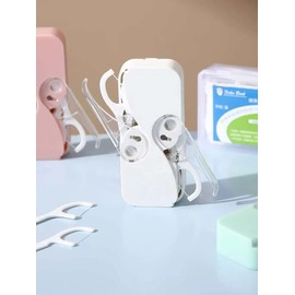 Portable Floss Dispenser with 50 Floss Picks, Easy to Carry and Use, Floss Pick Dispenser, Floss Picks for Teeth