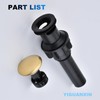 Brushed Gold Bathroom Pop-Up Push-Type Sink Drain Assembly - Vessel