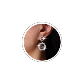 Atentuyi Hollow Hexagonal Hoop Earrings Gold Rhinestone Square CZ Stud Earrings Punk Unique Rectangle Huggie Earrings Frame Crystal Geometric Drop Earrings Jewellery for Women and Girls, Crystal