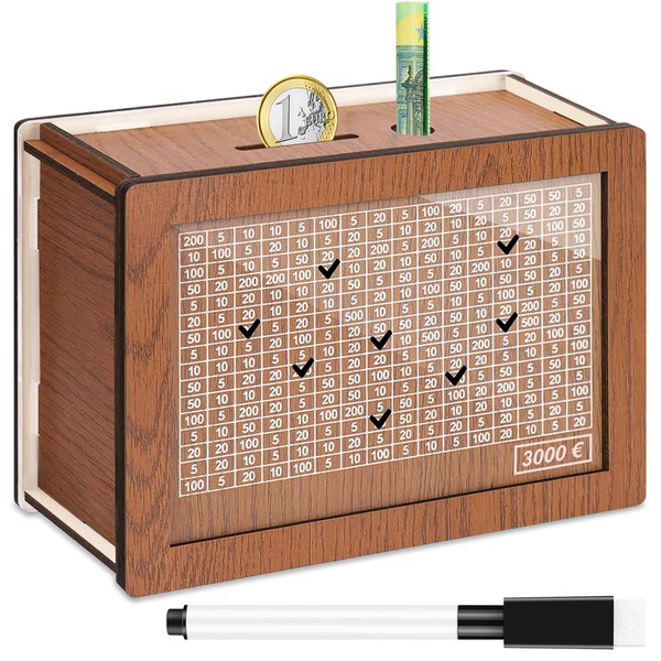 Axinyijia Wooden Money Box, Reusable Money Box with Counter, Piggy