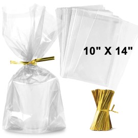 Zcintert Clear Cello 𝗖𝗲𝗹𝗹𝗼𝗽𝗵𝗮𝗻𝗲 𝗧𝗿𝗲𝗮𝘁 𝗕𝗮𝗴𝘀, 100 Pcs - 5.9" x 7.8"(2mils), Plastic Gift Bags for Candy, Party Favor, Cookies, Candies Packaging, with 4” Twist Ties
