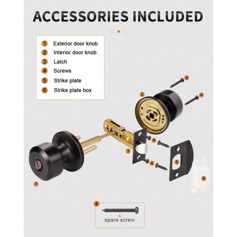 Probrico Oil Rubbed Bronze Door Knob Without Key Privacy Door