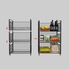 GAOMON Fruit Basket For Kitchen, 3 Tier Fruit Storage Shelf With 4 Banana Hanger, Metal Wire Fruit Bowl Produce, Vegetables, Kitchen