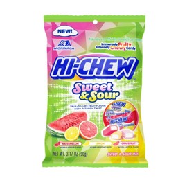 Hi Chew Sweet and Sour Mix Chewy Candy - Display, 3.17 Ounce Peg Bag -- 6 per case.