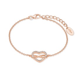 s.Oliver Women’s Bracelet. 925 Sterling Silver/Stainless Steel, Heart, Comes in Jewellery Gift Box, Metal, Cubic Zirconia