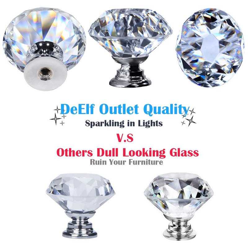 26 pcs Glass Cabinet Knobs Crystal Drawer Pulls Clear 30