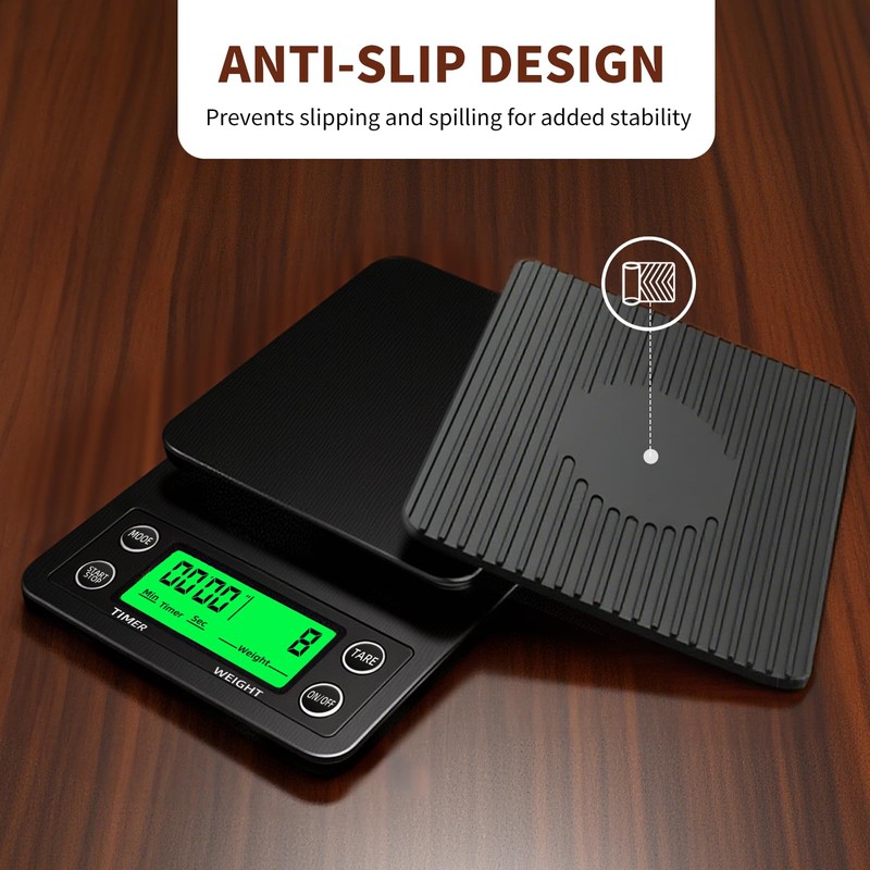 YONCON Coffee Scale with Timer - 0.1g Accurate, 3kg Drip