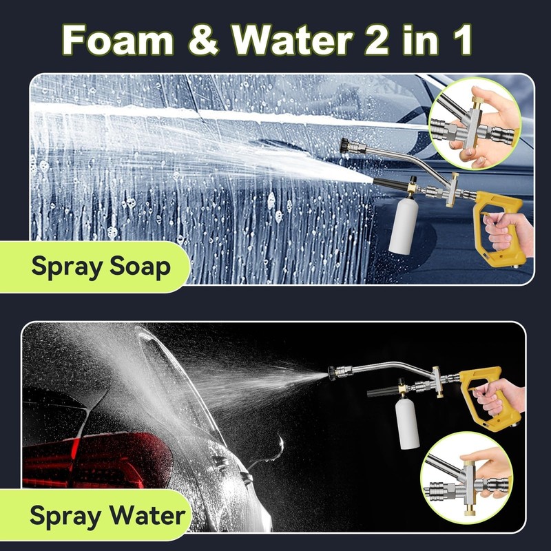 Foam Cannon Dual Connector Accessory, Pressure Washer Double Tip Attachment