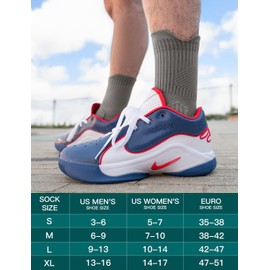 Juclise Coolmax Bamboo Viscose Compression Running Crew Socks, Hiking Basketball Moisture Wicking Cushioned Anti-Blister (CA/US, Alpha, Small, Regular, Regular, Midnight Grey)