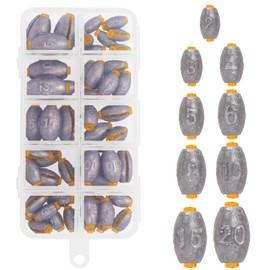 DUSPIRO 50 Pcs Sea Fishing Weights with Plastic Core Mixed 9 Sizes Small Fishing Sinkers 2g 3g 4g 5g 6g 8g 10g 15g 20g Fishing Sinkers Carp Fishing Weights Tackle for Saltwater Freshwater