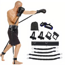 MuscleForge® Resistance Band Set for Boxing and Jump Training, Training Band Set with Strap and Attachments for Motor Training, Boxing Equipment for Home, Functional and Box Training Equipment