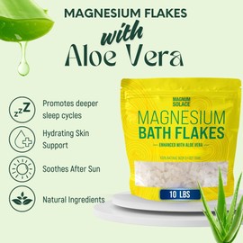 Magnesium Bath Flakes - Dead Sea Salt – Dead Sea Salts for Soaking – Magnesium Flakes for Bath - Enhanced with Aloe Vera (10 Pound)