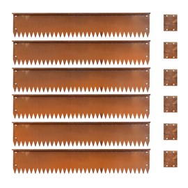 Steel Garden Metal Landscape Edging 40 inch with Top Bending Protection Pre-Rusted Steel Garden Edging 6 Inch Depth 90 Degree Bend 6 Pack for Lawn Yard (6 inch-90 Degree Bend, Rusted)