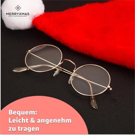 MERRYXMAS Round Santa Glasses – Santa Claus Accessory for Christmas – Santa Glasses Round for Santa Costume, Santa Claus Costume – Fancy Dress – Costume Glasses