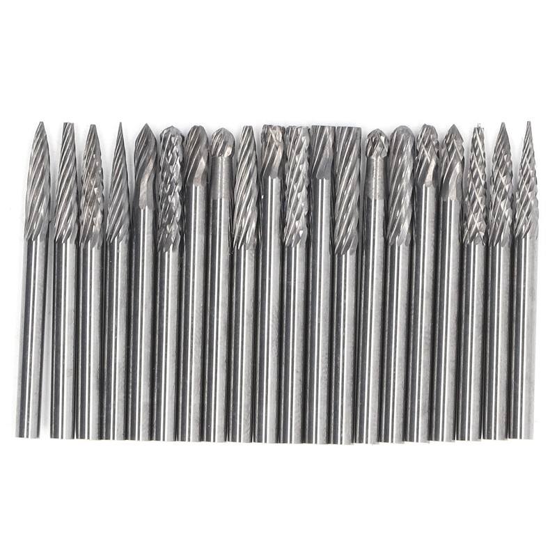 20Pcs Tungsten Carbide Burr Set Cutter Bit Cone End Mill