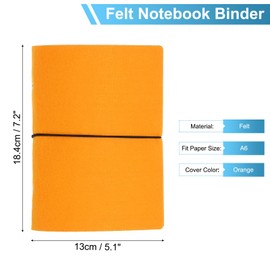 PATIKIL A6 Felt Binder, 6 Ring Soft Cover Refillable Notebook Binder with Cord for Filler Paper Budget Journal Diary Accessories, Orange