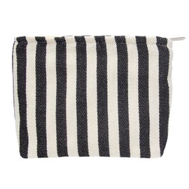 PAZIMIIK Makeup Bag Large Cotton Zipper Pouch for Purse Travel Canvas Make Up Organizer for Women Cosmetic,Stripe Black White