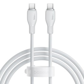 Cable de carga rápida Baseus Pudding de 1,2 m, tipo C a tipo C, 100 W, 480 Mbps (Blanco, 1.2m)                                                        