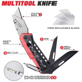 Gifts for Dad, Fathers Day Dad Gifts, Fathers Day Birthday Unique Gift Ideas from Daughter Son, 6 in 1 Utility Multitool Knife, Box Cutter, EDC, Work Folding Knifes