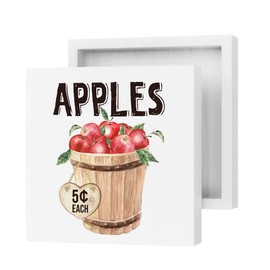 Summer Decor Apple Wood Box Signs Apple Theme Kitchen Decor Country Summer Gifts Summer Decorations for Home Farmhouse Desk Decor for Women Men Wooden Box Signs for Tabletop Centerpiece Home Farmhouse