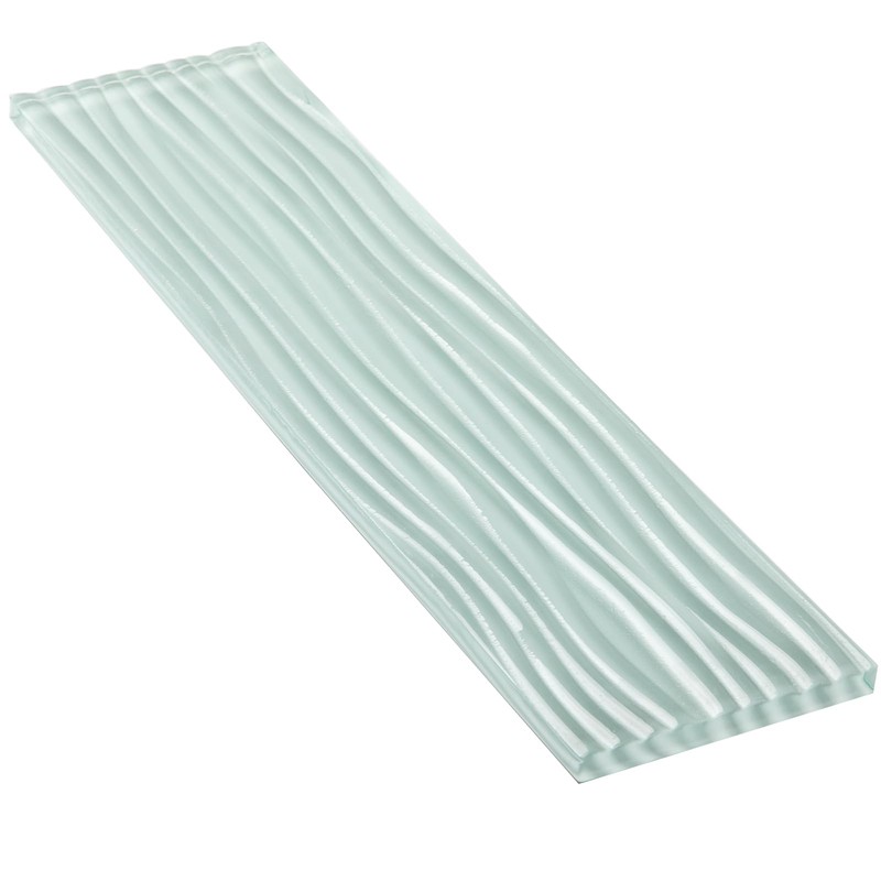 Lovdeco Light Green Water Wave Glass Subway Tile, 3 x